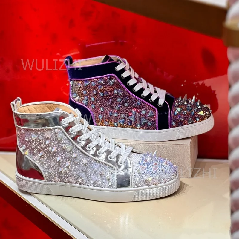 Table Tennis Men - Dark Purple Crystal Rivet Men Sneakers